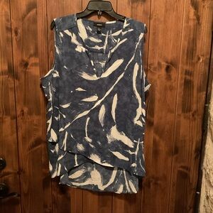 Alfani Blue Abstract Sleeveless Blouse